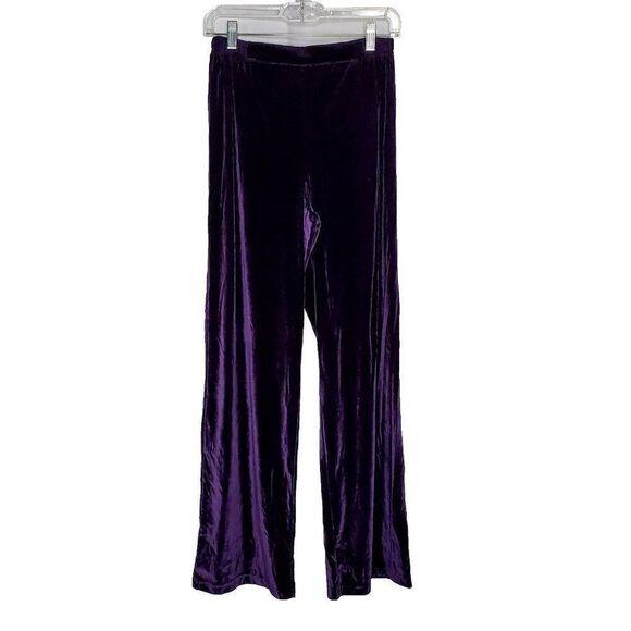 Coldwater Creek Velour Pants M Plum Purple Elastic Waist - Picture 1 of 6